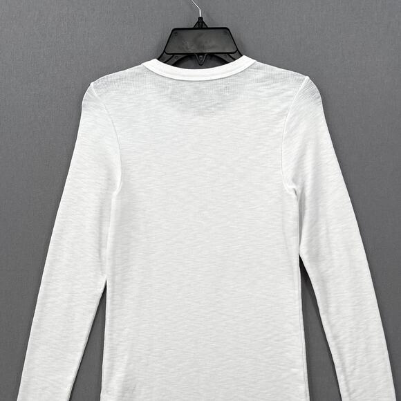 ENZA COSTA Textured Knit Crew Neck Top Womens Medium White Long Sleeve Shirt NEW - Picture 7 of 16